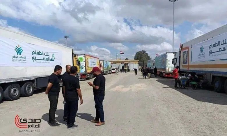 الاحتلال الإسرائيلي يمنع دخول مساعدات الإغاثة عبر معبر رفح من الجانب الفلسطيني