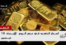 أسعار الذهب في مصر اليوم الأربعاء 18 ديسمبر في الصاغة